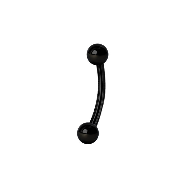 Böjd Stav - Barbell i svart stål - Piercingsmycke