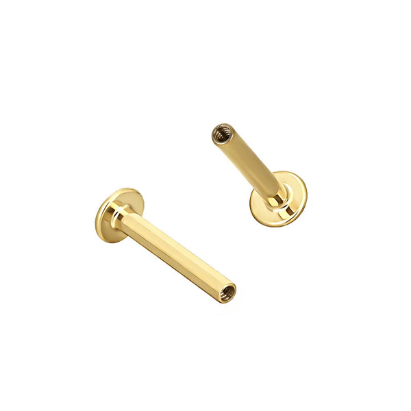 Labret stav till piercing - Invändigt gängad - 18k PVD guldpläterat titan