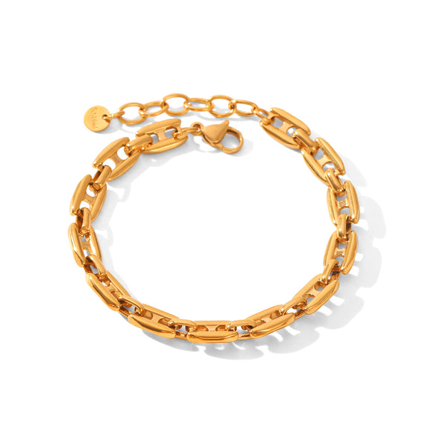 Armband marinerlänk i 18k PVD guldpläterat kirurgiskt stål