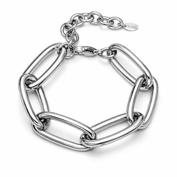 Brett armband - Oval ankarlänk i kirurgiskt stål