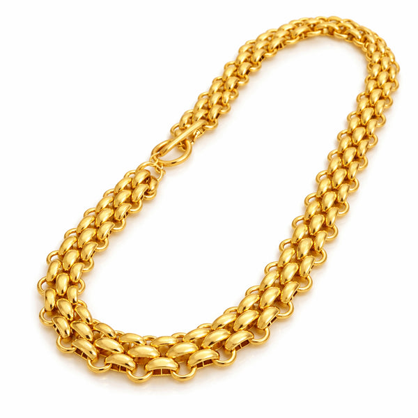 Brett halsband - Pansarlänk i 18k PVD guldpläterat kirurgiskt stål