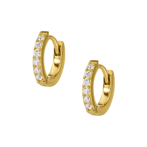Huggie Hoops - 7 mm creoler ringar i 24k guldpläterad kirurgiskt stål