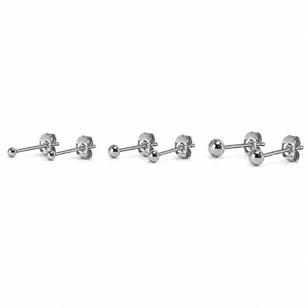 Set med 3 par studs med kulor -  Örhängen i kirurgiskt stål